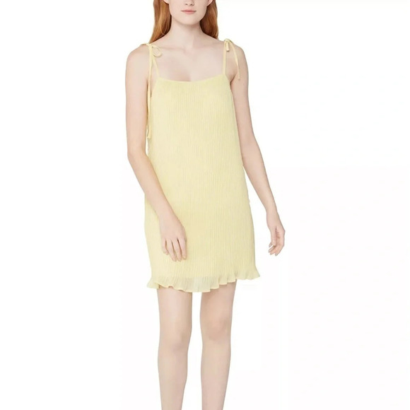 BCBGeneration Buttermilk Yellow Pleated Mini Dress - Size L - NWT - Picture 1 of 12